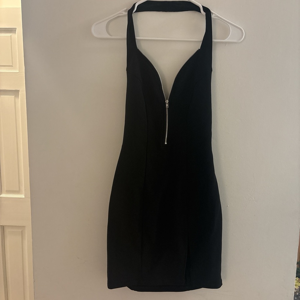 Superdown Black Backless Halter Dress